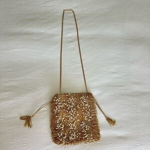 Anthropologie Gold Beaded Evening Bag